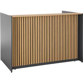 Marino kleine balie - hout - sta-/zitfunctie - geheugenpaneel - akoestische panelen - kabelopening - eiken decor/antraciet