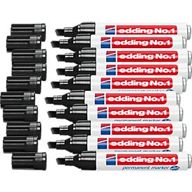 Marqueur permanent n° 1 edding, 10 p., noir