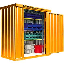 Materialcontainer MC 1100, lackiert, montiert, mit Holzfußboden