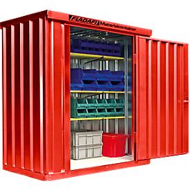 Materialcontainer MC 1100, lackiert, montiert, mit Holzfußboden