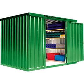 Materialcontainer MC 1300, lackiert, montiert, mit Holzfußboden