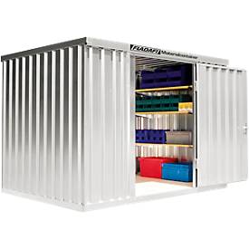 Materialcontainer MC 1300, lackiert, montiert, mit Holzfußboden