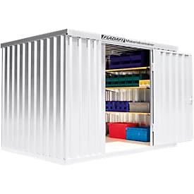 Materialcontainer MC 1300, lackiert, montiert, mit Holzfußboden