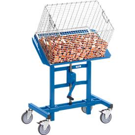 Materialständer, fahrbar, höhenverstellbar per Handkurbel, Plattform neigbar