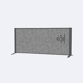 MAUL Akustik-Tischtrennwand MAULconnecto, Standfüße, B 1200 x T 40 x H 500 mm, Akustikvlies/Aluminium/Stahl, Vlies dunkelgrau/Profil anthrazit