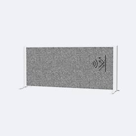 MAUL Akustik-Tischtrennwand MAULconnecto, Standfüße, B 1200 x T 40 x H 500 mm, Akustikvlies/Aluminium/Stahl, Vlies dunkelgrau/Profil weiß