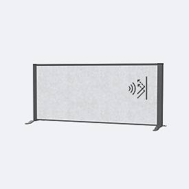 MAUL Akustik-Tischtrennwand MAULconnecto, Standfüße, B 1200 x T 40 x H 500 mm, Akustikvlies/Aluminium/Stahl, Vlies hellgrau/Profil anthrazit