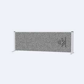 MAUL Akustik-Tischtrennwand MAULconnecto, Standfüße, B 1600 x T 40 x H 500 mm, Akustikvlies/Aluminium/Stahl, Vlies dunkelgrau/Profil silber