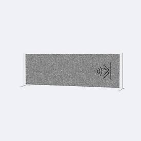 MAUL Akustik-Tischtrennwand MAULconnecto, Standfüße, B 1600 x T 40 x H 500 mm, Akustikvlies/Aluminium/Stahl, Vlies dunkelgrau/Profil weiß