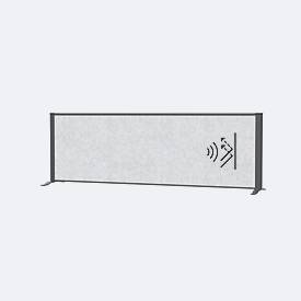 MAUL Akustik-Tischtrennwand MAULconnecto, Standfüße, B 1600 x T 40 x H 500 mm, Akustikvlies/Aluminium/Stahl, Vlies hellgrau/Profil anthrazit