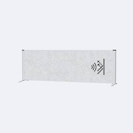 MAUL Akustik-Tischtrennwand MAULconnecto, Standfüße, B 1600 x T 40 x H 500 mm, Akustikvlies/Aluminium/Stahl, Vlies hellgrau/Profil silber