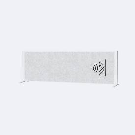 MAUL Akustik-Tischtrennwand MAULconnecto, Standfüße, B 1600 x T 40 x H 500 mm, Akustikvlies/Aluminium/Stahl, Vlies hellgrau/Profil weiß