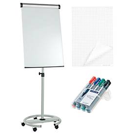 "MAUL Flipchart solid Rundfuß + 5 Blöcke a´20 Blatt und 4 Marker gratis"