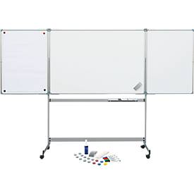 Klapptafel-Whiteboard mobil 1000/1500, 2 Flügel, inklusive Starterkit