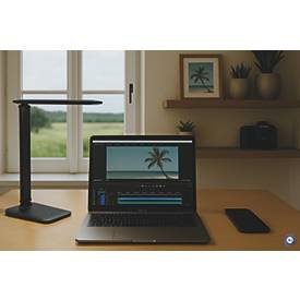 MAUL LED Tischleuchte MAULsally colour vario, 3 W, 325 lm, 3000-6500 K, dimmbar, Memory-Funktion, zusammenklappbar, IP20, USB-C, Akkubetrieb, schwarz