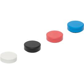 MAUL Magnet MAULpro Recycling, rund, mit Facetterand, Haftkraft bis 0,6 kg, Ø 29 mm, 85 % Recycling-Kunststoff lackiert, farbsortiert, 20 Stück