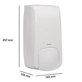 MAUL MaulCare Schaumseifen-Spender weiß 1000 ml, bis 2500 Portionen, große Drucktaste für Einhandbedienung, abschließbar, ABS