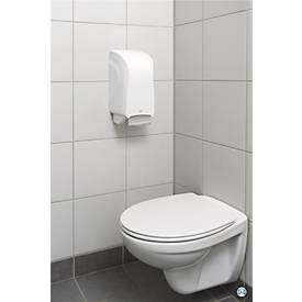 MAUL MaulCare Toilettenpapier-Spender 95312 für Doppelrollen, berührungsfreie Entnahme, Bremsfunktion, abschließbar, ABS, Kapazität bis 900 Blatt