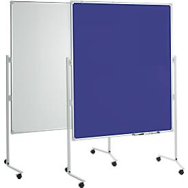 MAUL Moderationstafel Pro, B 1200 x H 1500 mm, Whiteboard/Textil, blau