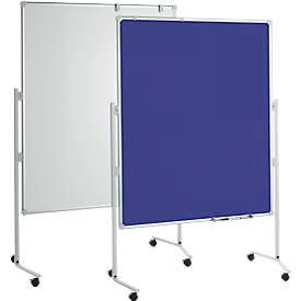 MAUL Moderationstafel Pro, B 1200 x H 1500 mm, Whiteboard/Textil, blau