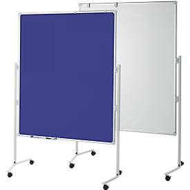 MAUL Moderationstafel Pro, B 1200 x H 1500 mm, Whiteboard/Textil, blau