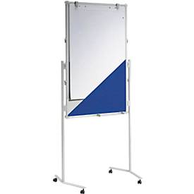 MAUL Moderationstafel Pro, B 750 x H 1200 mm, Textil/Whiteboard, blau/weiß