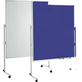 MAUL Moderationstafel Pro, B 750 x H 1200 mm, Textil/Whiteboard, blau/weiß