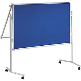 MAUL Moderationstafel Pro, klappbar, B 1200 x H 1500 mm, Textil/Whiteboard, blau