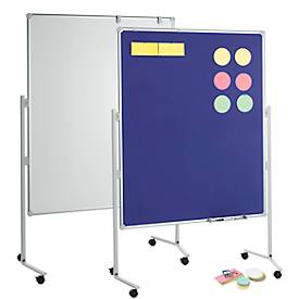 MAUL Moderationstafel Pro, Textil, blau/Whiteboard + Moderationskarten-Set mit 360 Karten und 200 Pin-Nadeln