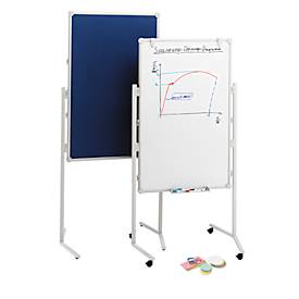 MAUL Moderationstafel Pro, Textil, blau/Whiteboard + Moderationskarten-Set mit 360 Karten und 200 Pin-Nadeln