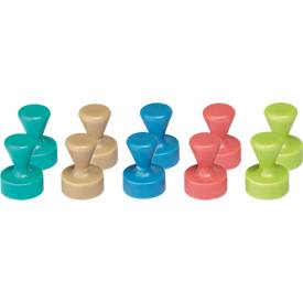MAUL Neodym-Kegelmagnete, 10 Stk., Haftkraft 1,5 kg, ø 12 x 16 mm, Kunststoff-Kappe farbsortiert