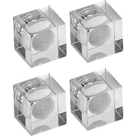 Maul Neodym-Magnet, Würfelform, Haftkraft 1,5 kg, B 15 x T 15 x H 15 mm, Acryl, glasklar, 4 Stück