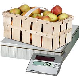 MAUL Paketwaage MAULparcel S, bis 50 kg, Solarbetrieben, Abschaltautomatik, Ein-Tasten-Bedienung, Hold-Funktion, grau