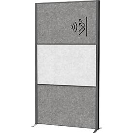 MAUL Stellwandsystem MAULconnecto, 2 x Akustikviles dunkel, 1 x Akustikvlies hell, Klettverbindung, Standfuß, H 1800 x B 1000 mm, anthrazit