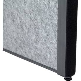 MAUL Stellwandsystem MAULconnecto, 2 x Akustikviles dunkel, 1 x Akustikvlies hell, Klettverbindung, Standfuß, H 1800 x B 1000 mm, anthrazit