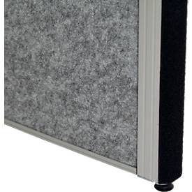 MAUL Stellwandsystem MAULconnecto, 2 x Akustikvlies dunkel, 1 x Whiteboard, Klettverbindung, Standfuß, H 1800 x B 1000 mm, silber