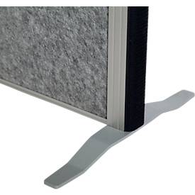 MAUL Stellwandsystem MAULconnecto, 2 x Akustikvlies dunkel, 1 x Whiteboard, Klettverbindung, Standfuß, H 1800 x B 1000 mm, silber