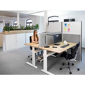 MAUL Stellwandsystem MAULconnecto, 2 x Akustikvlies dunkel, 1 x Whiteboard, Klettverbindung, Standfuß, H 1800 x B 1000 mm, silber