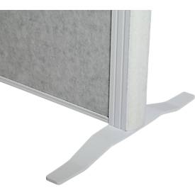 MAUL Stellwandsystem MAULconnecto, 3 x Akustikvlies hellgrau, Klettverbindung, Standfuß, H 1800 x B 1000 mm, weiß
