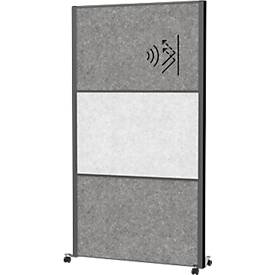 MAUL Stellwandsystem MAULconnecto, Steckmodule, 1x Akustikvlies hell, 2x Akustikvlies dunkel, Klettverbindung, auf Rollen, H 1800 x B 1000 mm, anthrazit