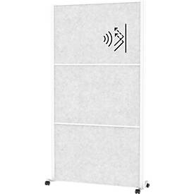 MAUL Stellwandsystem MAULconnecto, Steckmodule, 3x Akustikvlies hell, Klettverbindung, auf Rollen, H 1800 x B 1000 mm, weiß