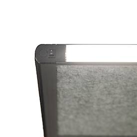 MAUL Stellwandsystem MAULconnecto Uplight, 3 x Akustikvlies dunkel, LED-Leuchte mit 2500 lm & 4000 k, Klettverbindung, Standfuß, H 1800 x B 1000 mm, anthrazit