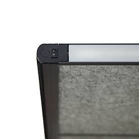 MAUL Stellwandsystem MAULconnecto Uplight, 3 x Akustikvlies dunkel, LED-Leuchte mit 2500 lm & 4000 k, Klettverbindung, Standfuß, H 1800 x B 1000 mm, anthrazit