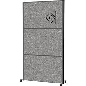 MAUL Stellwandsystem MAULconnecto UpLight, 3x Akustikvlies dunkel, LED-Beleuchtung, Klettverbindung, auf Rollen, H 1800 x B 1000 mm, anthrazit