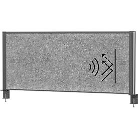 MAUL Tisch-Trennwand MAULconnecto, Akustikvlies 4000 g/m², Aluminiumprofil, B 1200 x H 500 mm, Akustik dunkelgrau, anthr