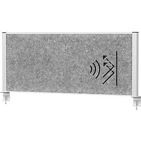 MAUL Tisch-Trennwand MAULconnecto, Akustikvlies 4000 g/m², Aluminiumprofil, B 1200 x H 500 mm, Akustik dunkelgrau, silber