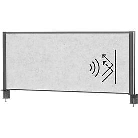 MAUL Tisch-Trennwand MAULconnecto, Akustikvlies 4000 g/m², Aluminiumprofil, B 1200 x H 500 mm, Akustik hellgrau, anthrazit