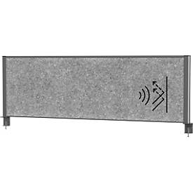 MAUL Tisch-Trennwand MAULconnecto, Akustikvlies 4000 g/m², Aluminiumprofil, B 1600 x H 500 mm, Akustik dunkelgrau, anthrazit
