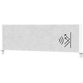 MAUL Tisch-Trennwand MAULconnecto, Akustikvlies 4000 g/m², Aluminiumprofil, B 1600 x H 500 mm, Akustik hellgrau, weiß