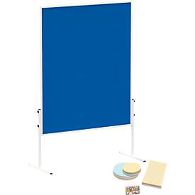 MAULsolid Moderationstafel, Filz, blau, B 1200 x H 1500 mm + Moderationskarten-Set mit 360 Karten und 200 Pin-Nadeln 